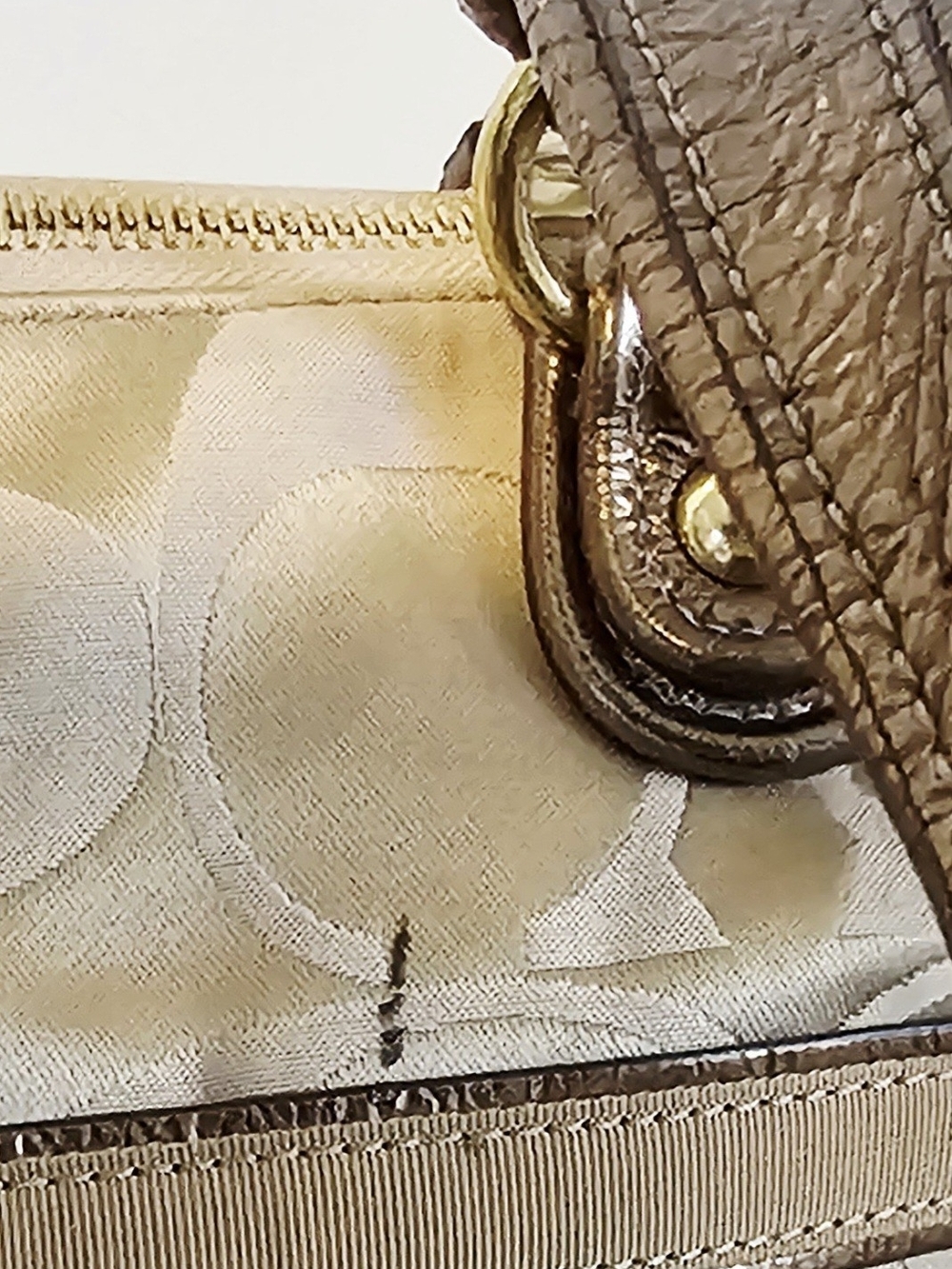 Coach Metallic Gold Signature Tote Bag - Picture 3 of 9